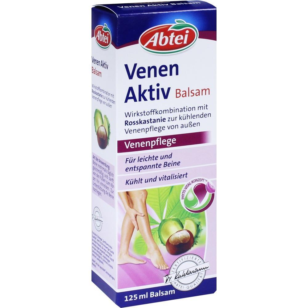 Packung von "Venen Aktiv Balsam" zur Entlastung der Beine mit Rosskastanie.