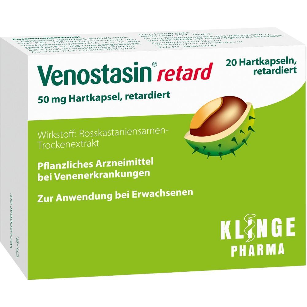 Packung eines pflanzlichen Medikaments für Erwachsene bei Venenproblemen.