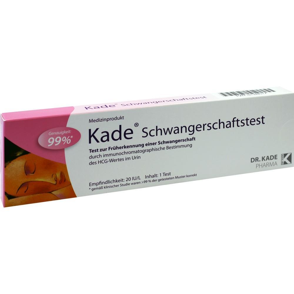 Kade Schwangerschaftstest-Schachtel, rosa-weiß, zur Früherkennung einer Schwangerschaft.
