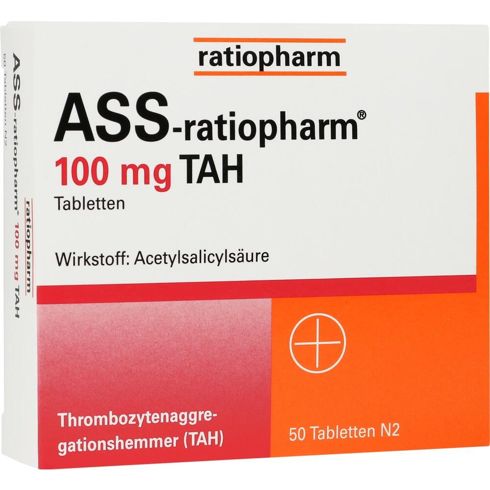 Packung von Tabletten mit 100 mg Acetylsalicylsäure.