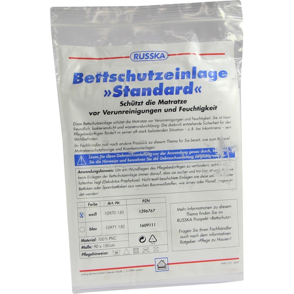 Verpackung einer Bettschutzauflage, die Matratzen vor Schmutz und Feuchtigkeit schützt.