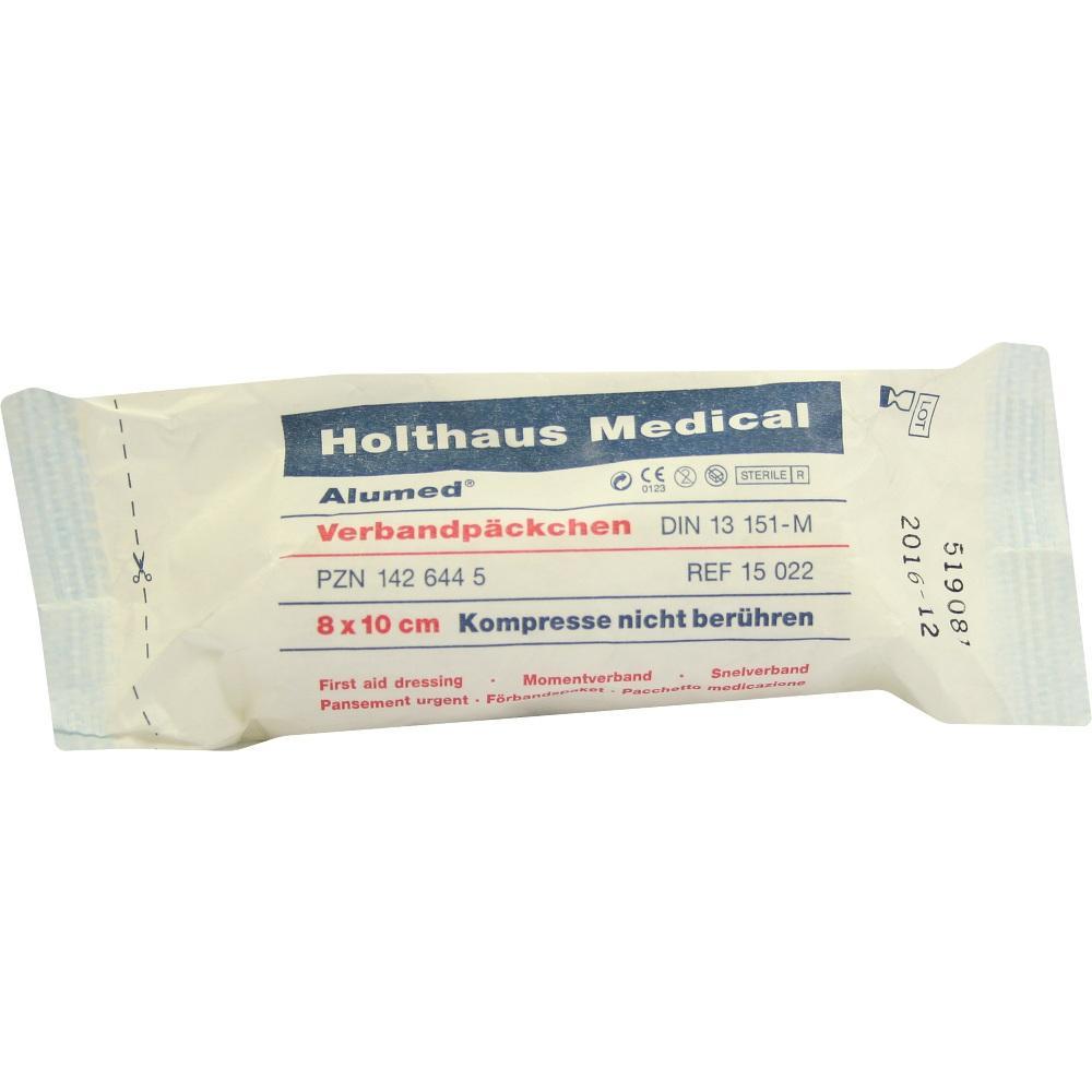 P&auml;ckchen mit einem Verband von Holthaus Medical, 8 x 10 cm gro&szlig;.