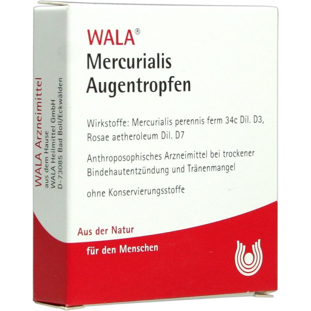 Schachtel mit WALA Mercurialis Augentropfen f&uuml;r trockene Augen.