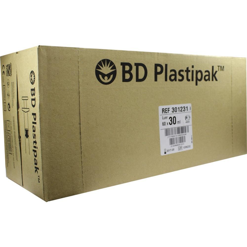 Eine braune Pappschachtel mit der Aufschrift "BD Plastipak".