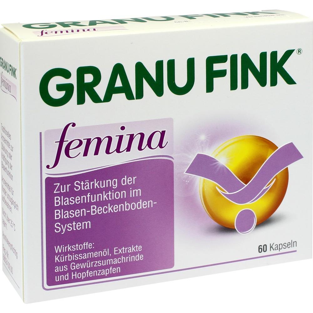 Verpackung von Granu Fink Femina mit 60 Kapseln zur Blasenstärkung.