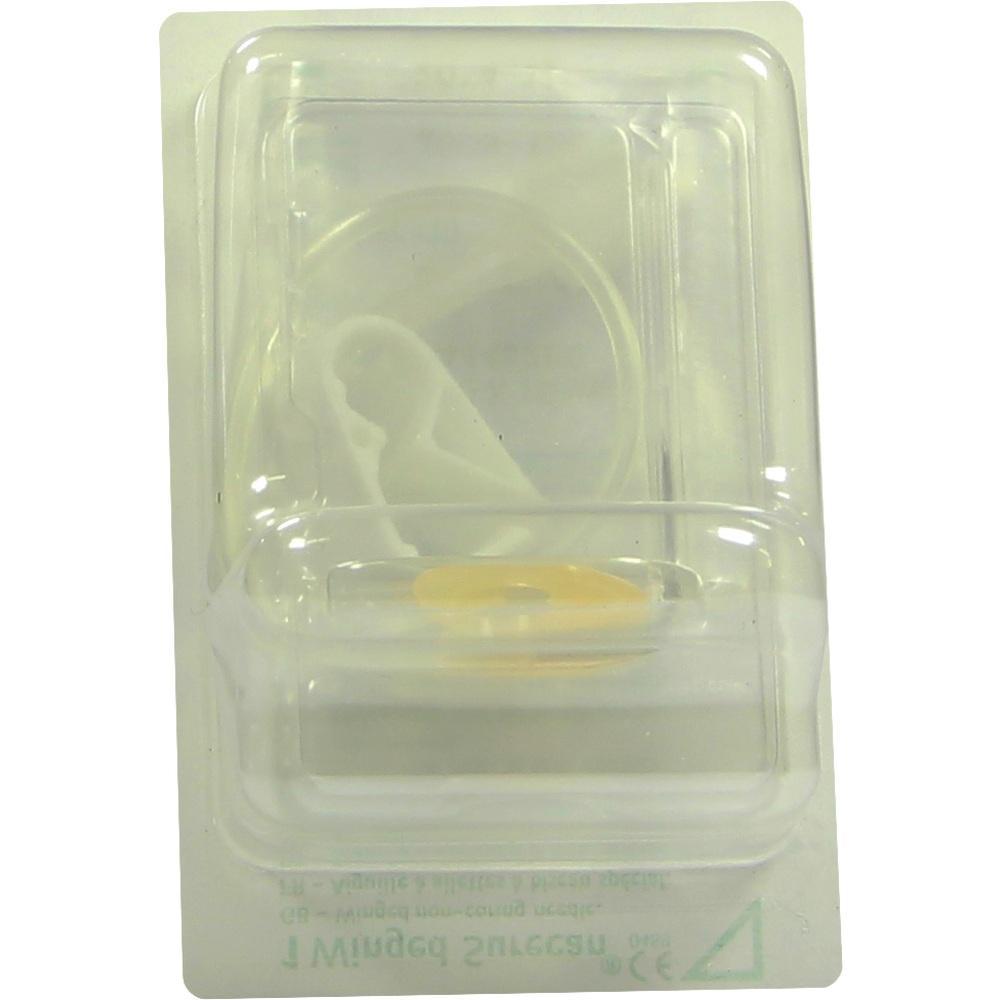 Eine durchsichtige Plastikverpackung enth&auml;lt einen kleinen gelben Gegenstand.