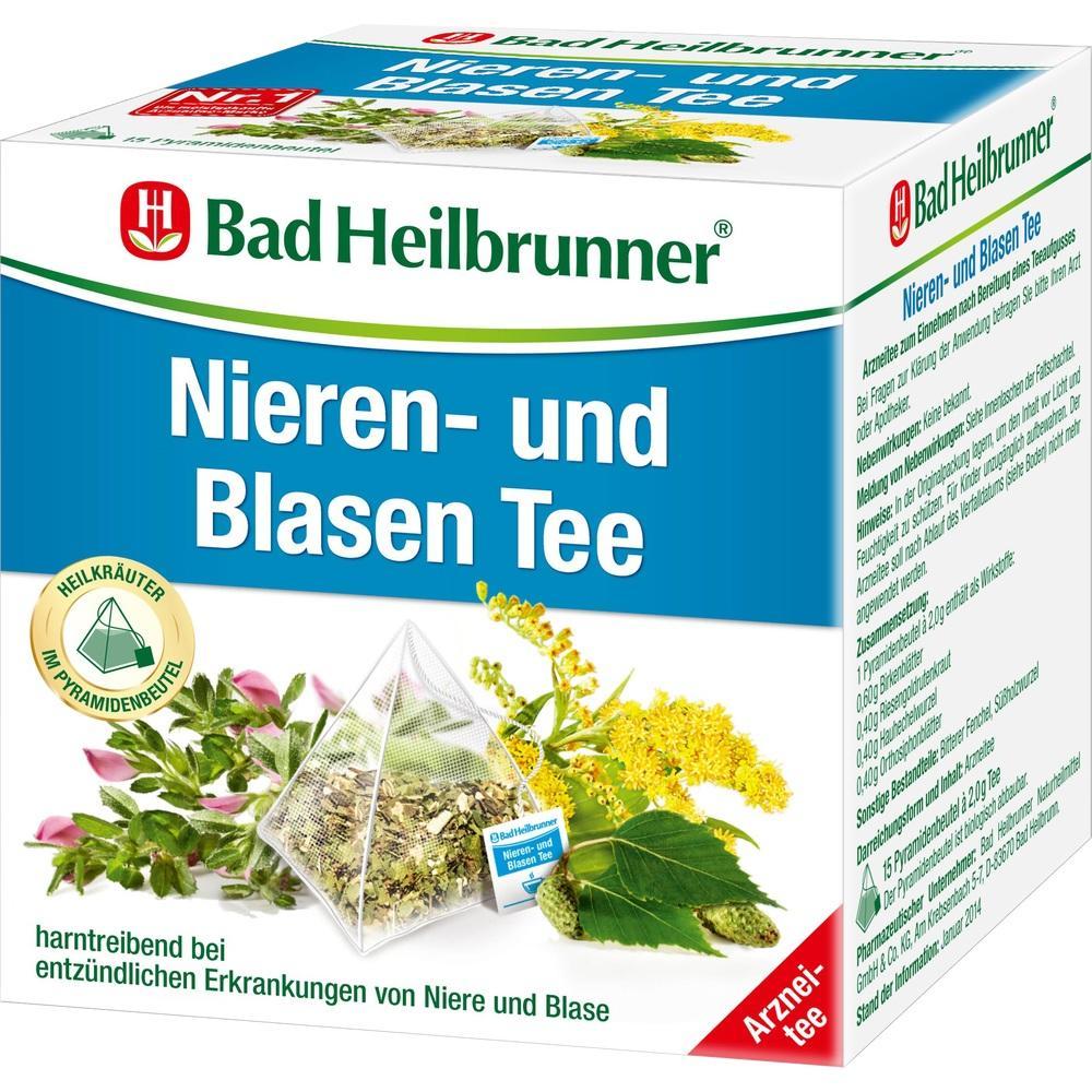 Teepackung von Bad Heilbrunner für Nieren- und Blasentee mit Heilkräutern.