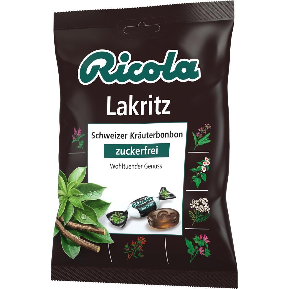 T&uuml;te mit zuckerfreien Schweizer Kr&auml;uterbonbons von Ricola mit Lakritzgeschmack.