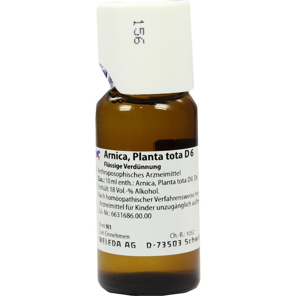 Braune Flasche mit weißem Etikett für homöopathisches Arnica-Mittel.
