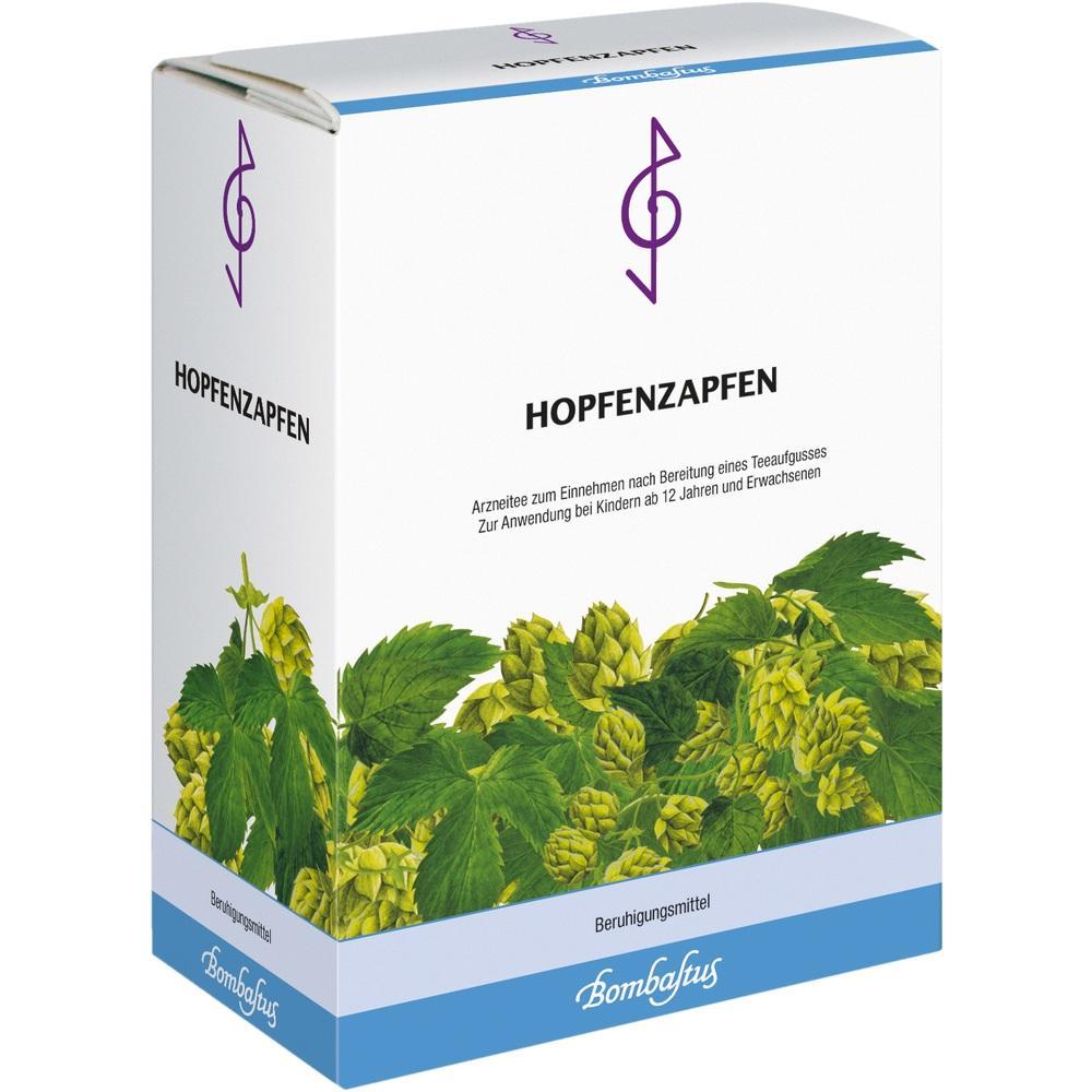Eine Verpackung für Hopfenzapfen-Tee mit beruhigender Wirkung.