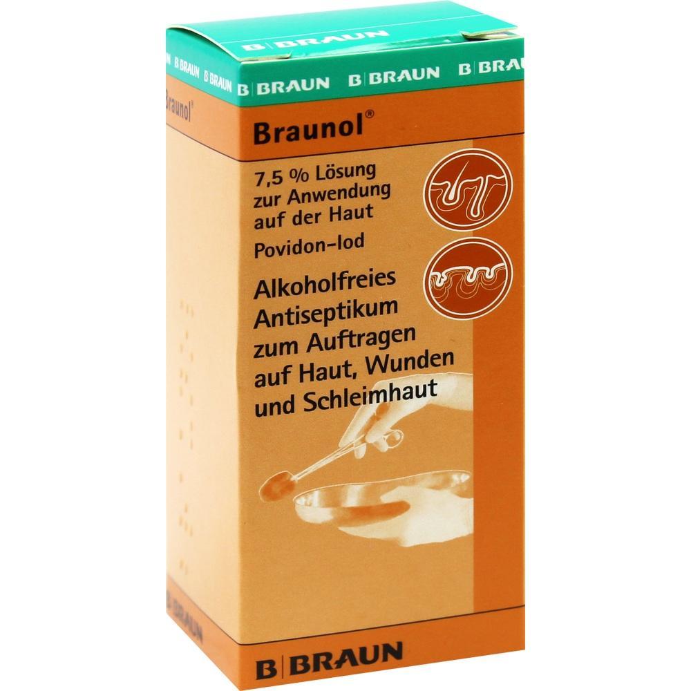 Orange Schachtel mit antiseptischer L&ouml;sung zur Anwendung auf Haut und Wunden.