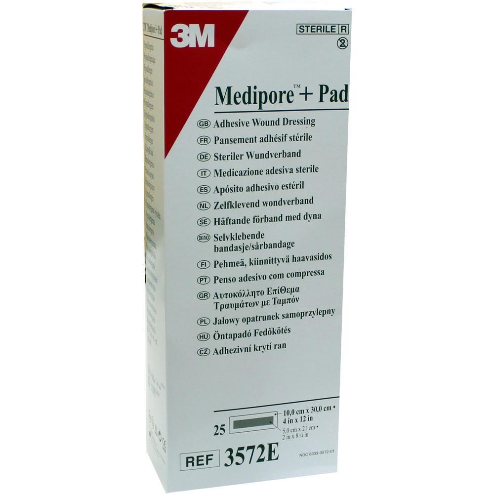 Weiße Verpackung eines sterilen, selbstklebenden Verbands von 3M.