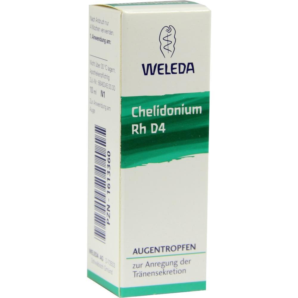 Eine Schachtel von Weleda Augentropfen mit der Aufschrift "Chelidonium Rh D4".