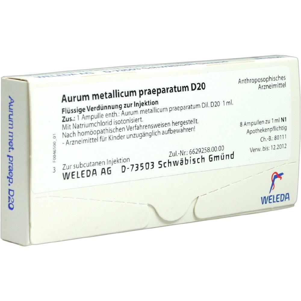 Eine weiße Medikamentenverpackung mit Text zur Injektion von Weleda.