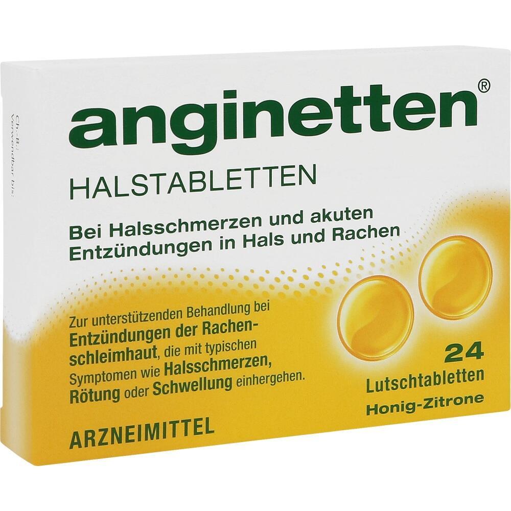 Eine Packung Halstabletten gegen Halsschmerzen und Entzündungen, mit Honig-Zitronen-Geschmack.