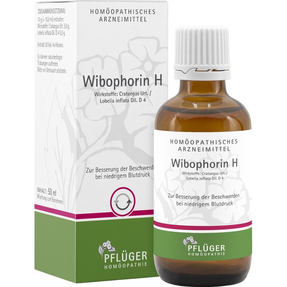 Braune Flasche und wei&szlig;e Verpackung von hom&ouml;opathischem Mittel "Wibophorin H".