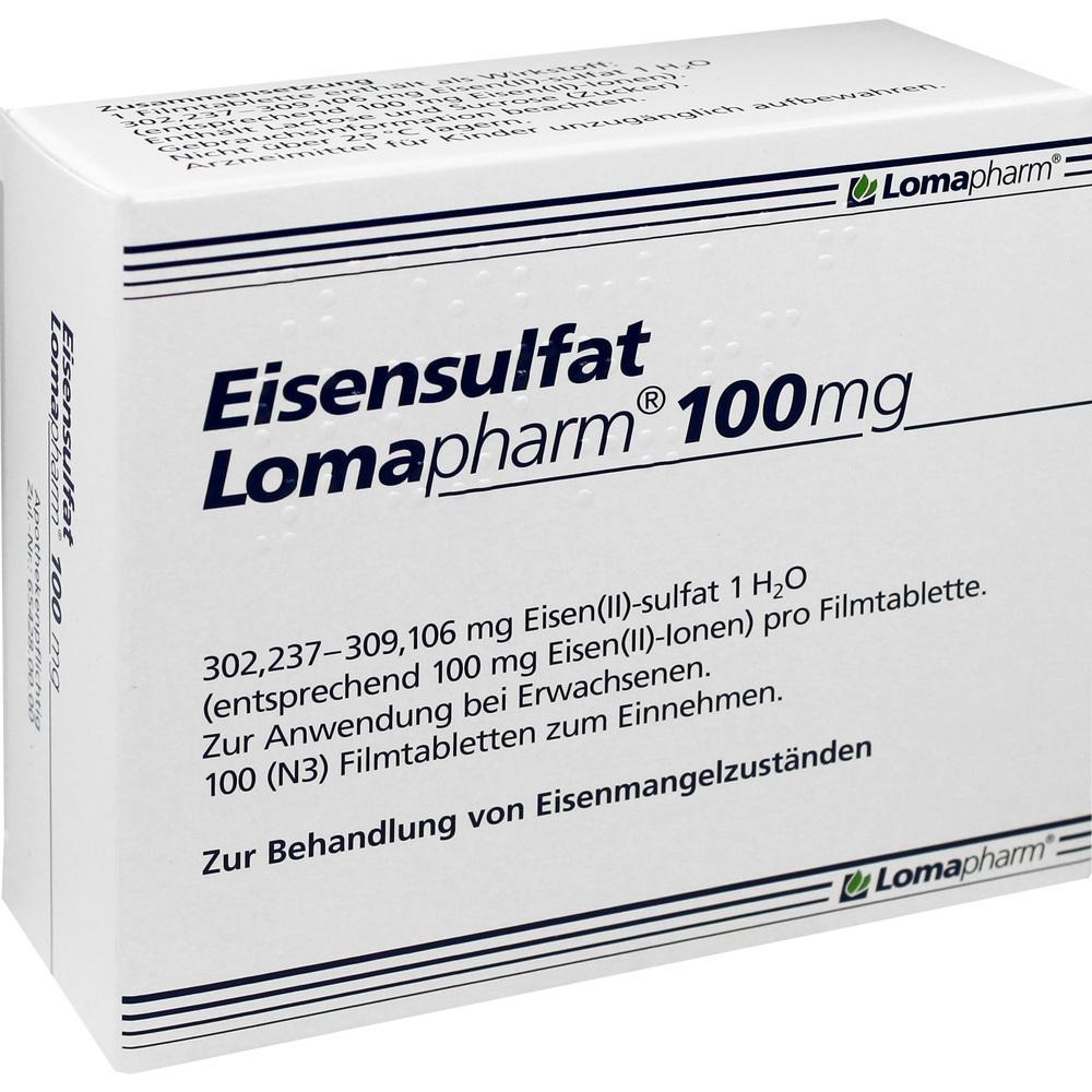 Eine Packung mit Eisenpräparaten zur Behandlung von Eisenmangelzuständen.