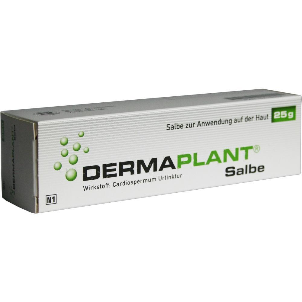 Eine weiße Schachtel mit der Aufschrift "DERMAPLANT Salbe".
