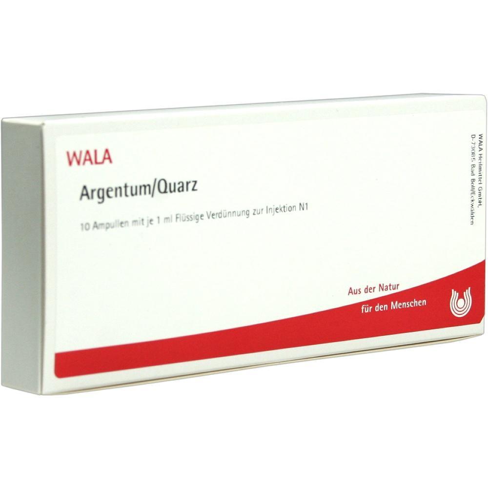 Eine wei&szlig;e Medikamentenschachtel mit der Aufschrift "Argentum/Quarz".