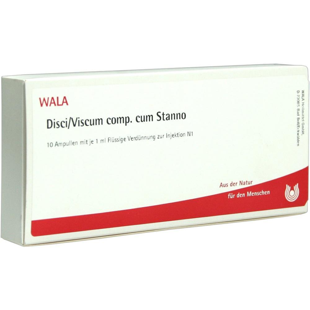 Packung mit Ampullen für Injektionen, auf der "WALA Disci/Viscum" steht.