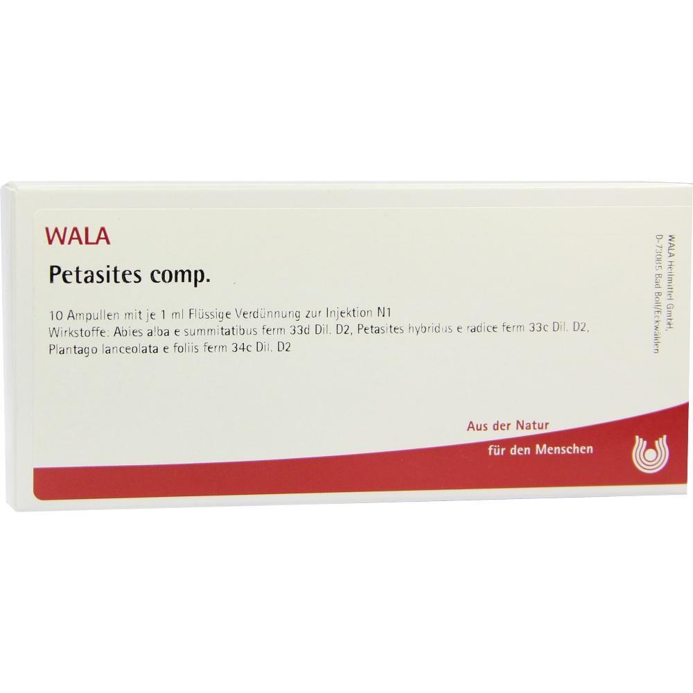 Eine Packung mit 10 Ampullen für Injektionen von WALA Petasites comp.