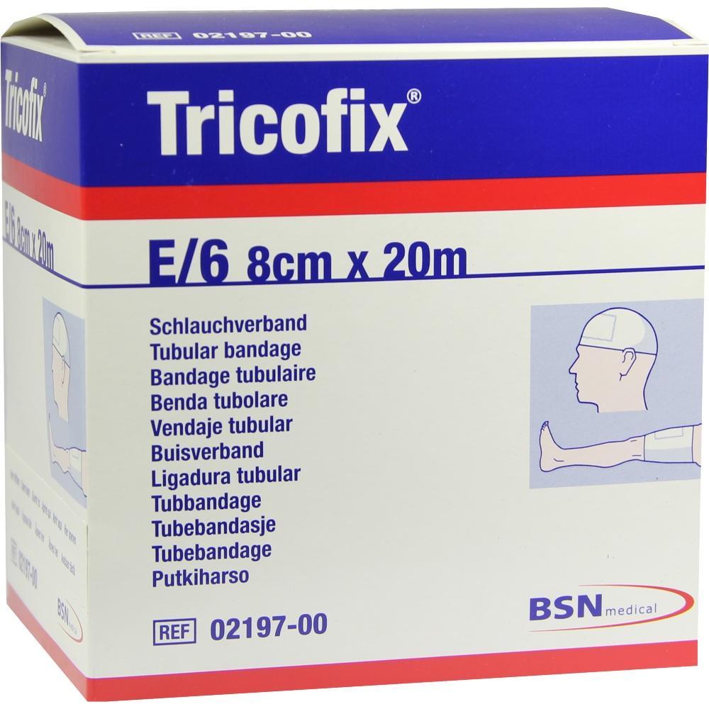 Eine Packung Schlauchverband von Tricofix, Größe E/6, 8cm x 20m.
