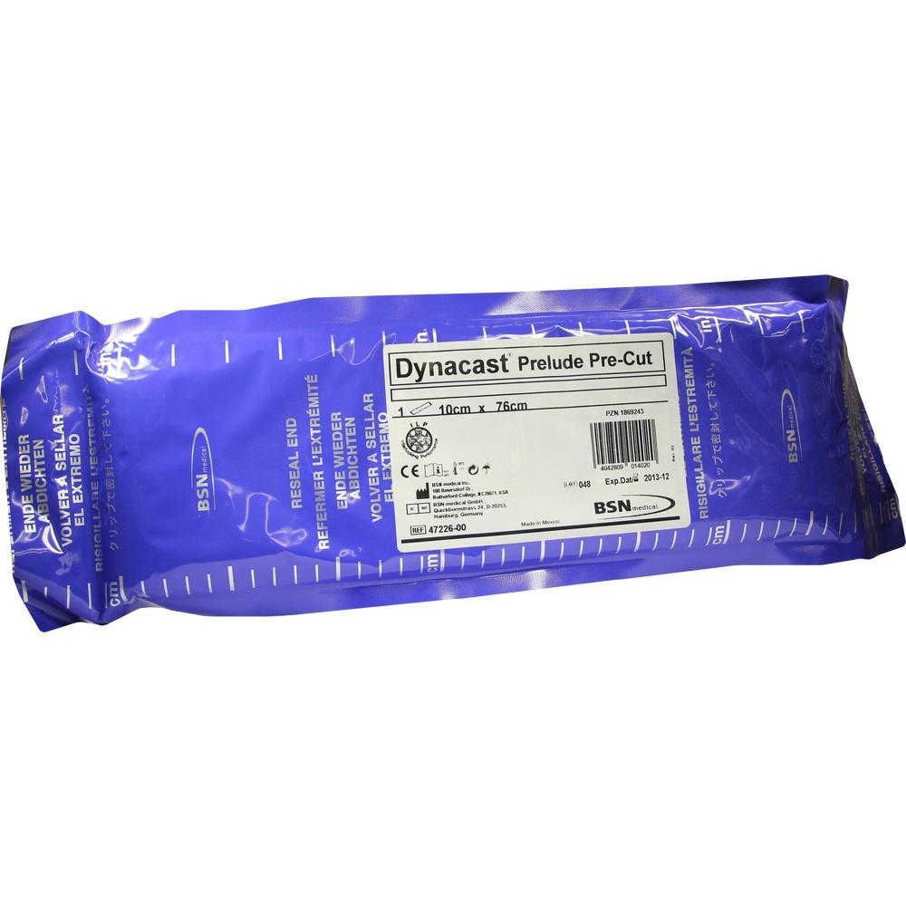Blau verpackter Verband von Dynacast, Maße 10 cm x 76 cm.