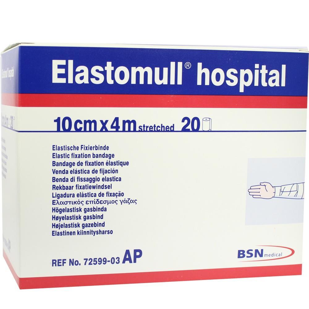 Eine Packung elastische Fixierbinden namens Elastomull hospital.