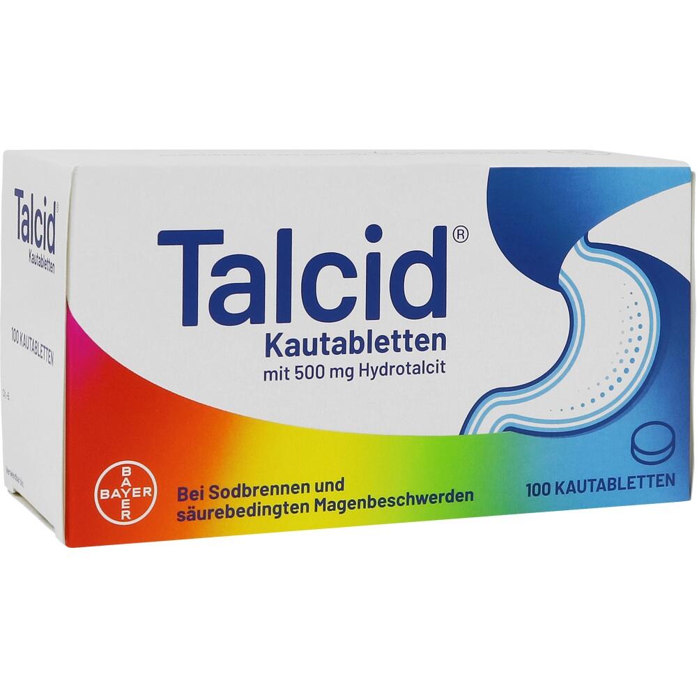 Eine Packung Talcid Kautabletten gegen Sodbrennen.
