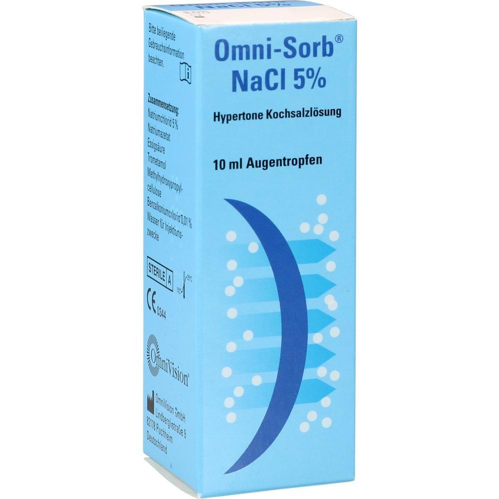 Eine blaue Packung mit 10 ml Augentropfen.