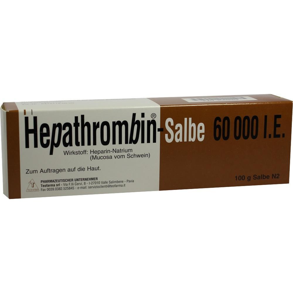 Bbraune Verpackung von Hepathrombin-Salbe zur Anwendung auf der Haut.