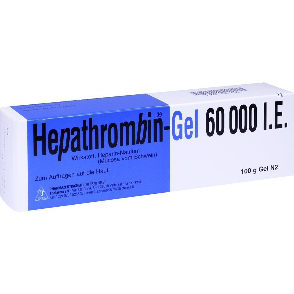 Eine Verpackung von Hepathrombin-Gel zur Anwendung auf der Haut.