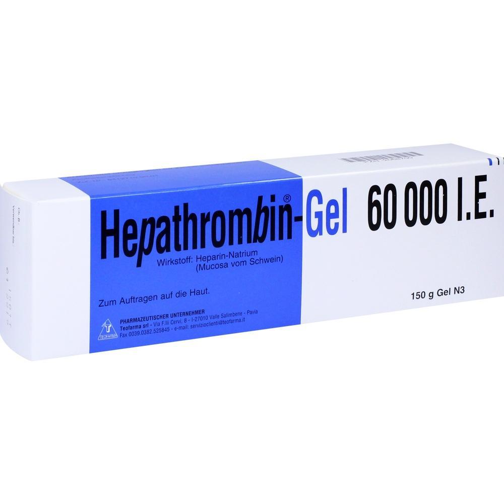 Wei&szlig;e Schachtel mit Hepathrombin-Gel zur Hautanwendung.