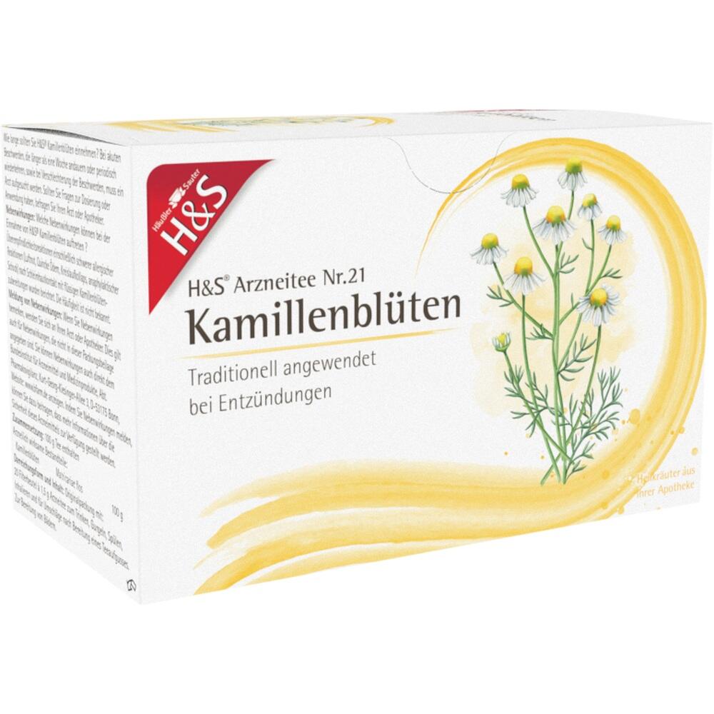 Packung mit H&S Kamillenblüten-Tee, entzündungshemmend.