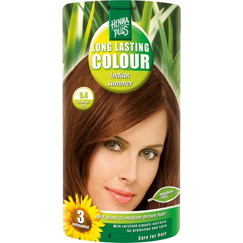 Packung Haarfärbemittel mit braunhaariger Frau auf grünem Hintergrund.