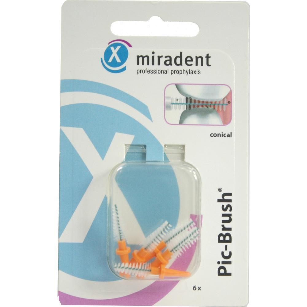 Verpackung von kleinen, kegelförmigen Zahnzwischenraumbürsten.