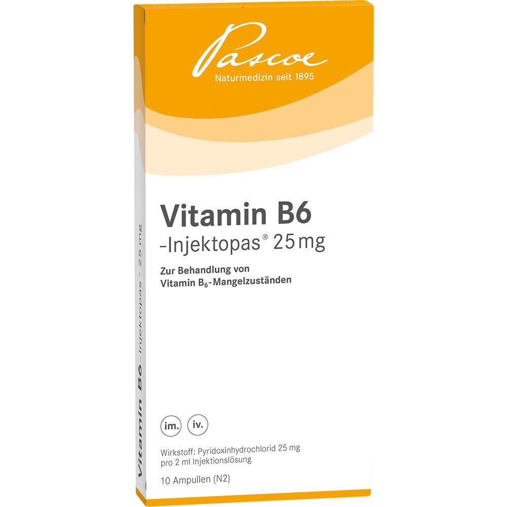 Packung mit Vitamin B6 Injektionen zur Behandlung von Mangelzuständen.