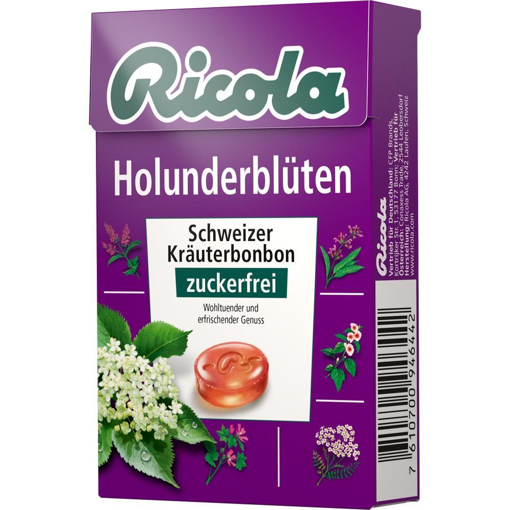 Lila Schachtel mit Holunderbl&uuml;ten-Bonbons, zuckerfrei und erfrischend.
