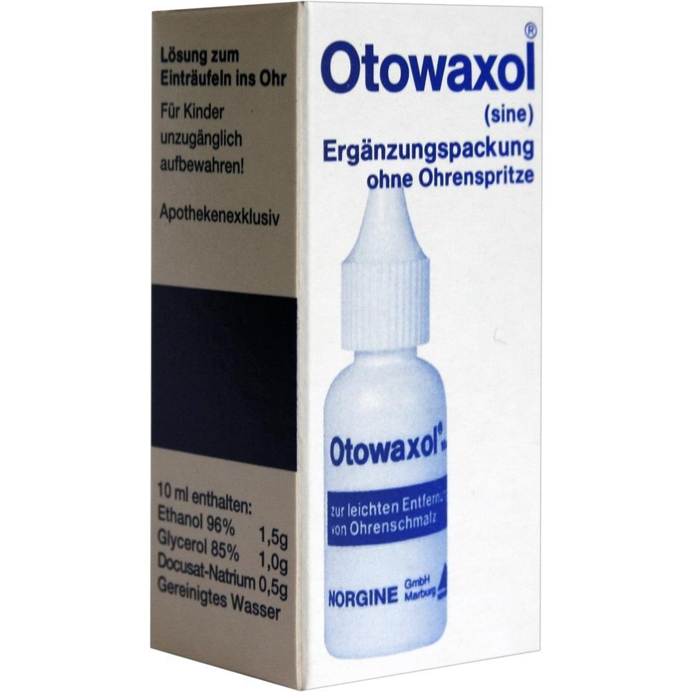 Flasche von Otowaxol, einer Lösung zur Entfernung von Ohrenschmalz.