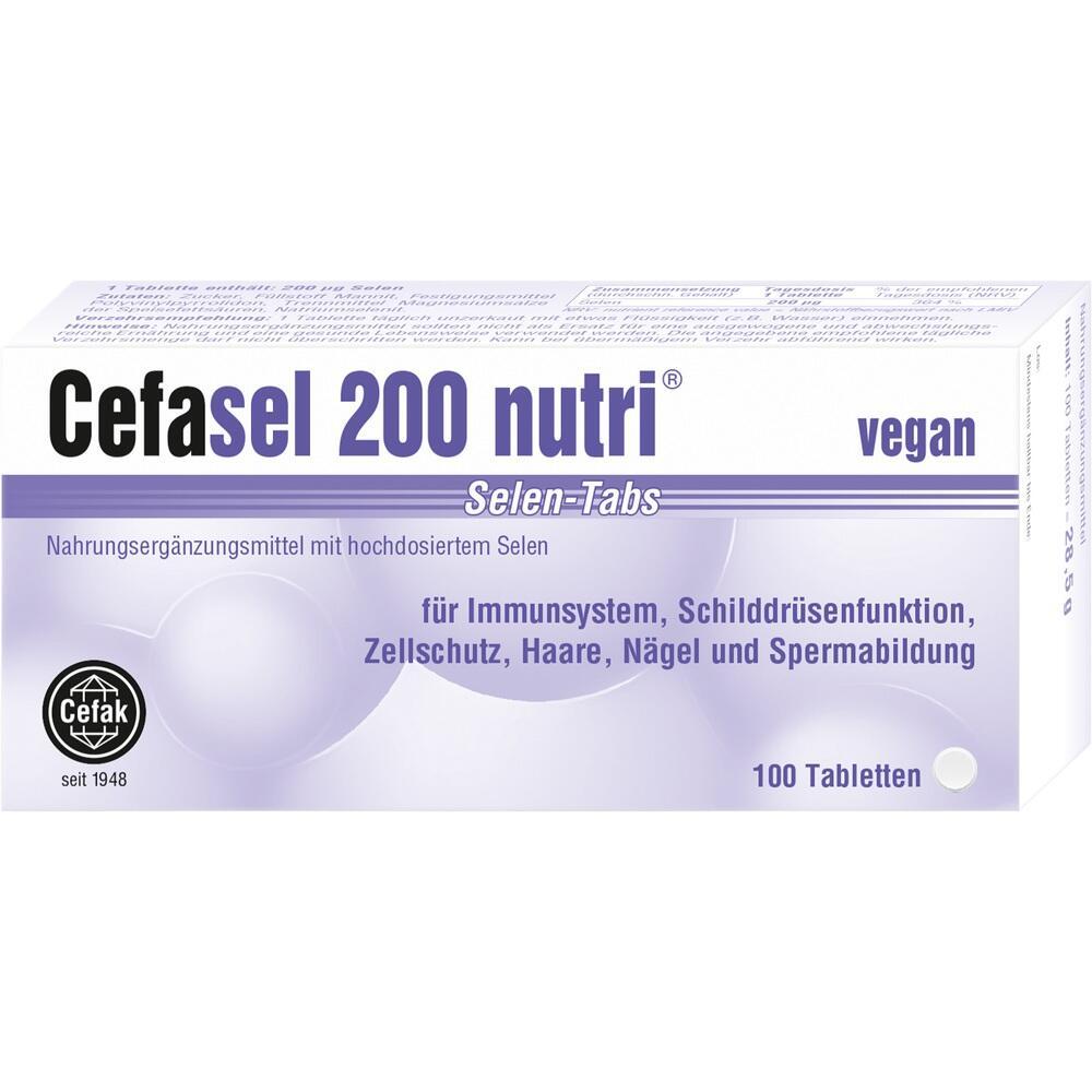 Weiße Schachtel mit 100 veganen Selen-Tabletten für Gesundheit und Zellschutz.