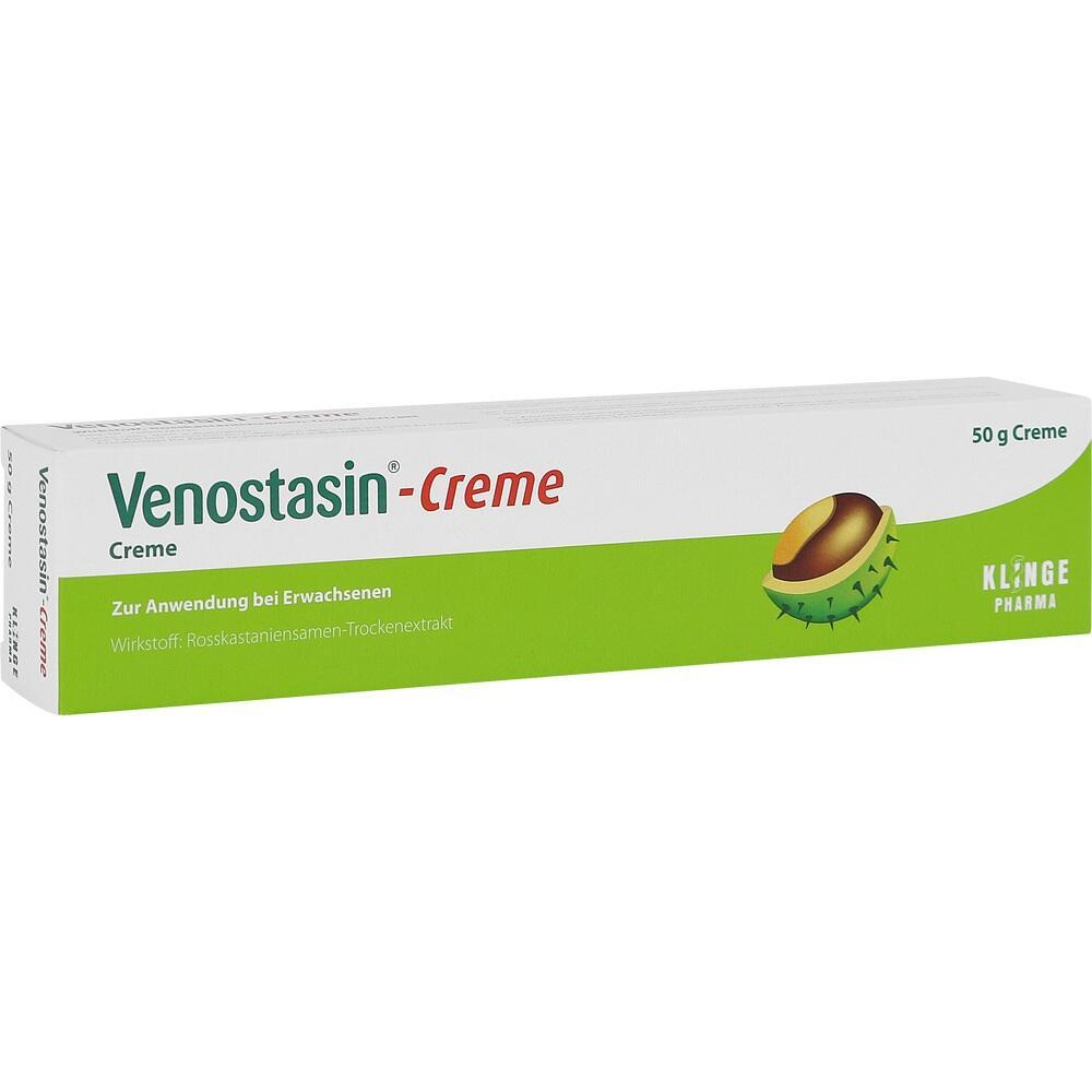 Gr&uuml;ne und wei&szlig;e Verpackung einer Venostasin-Creme mit Rosskastanien-Extrakt.