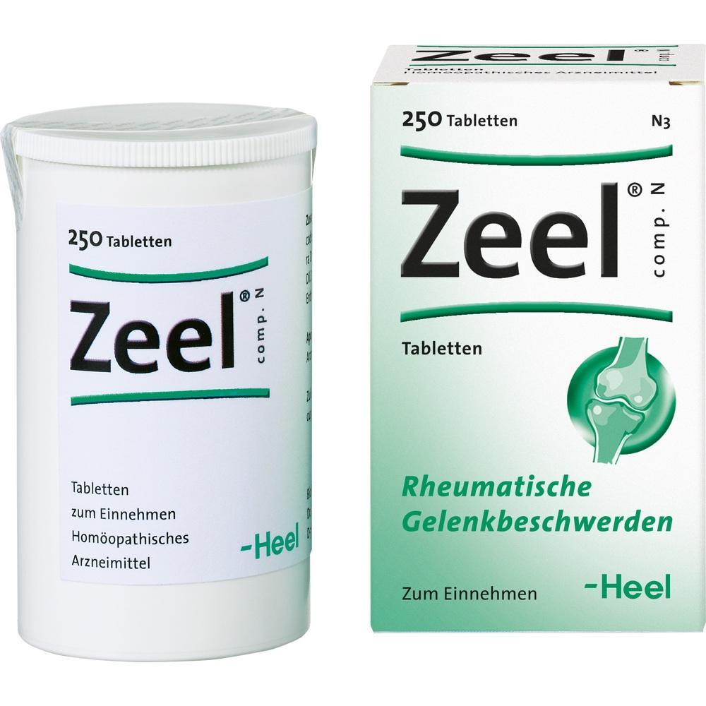Zwei Packungen Zeel-Tabletten für rheumatische Gelenkbeschwerden.