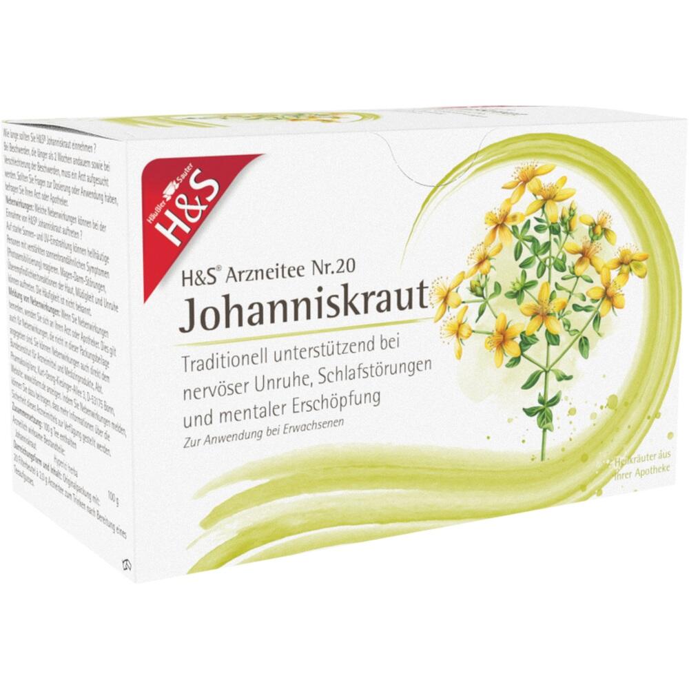 Eine Packung Johanniskraut-Tee zur Beruhigung bei Unruhe und Schlafst&ouml;rungen.