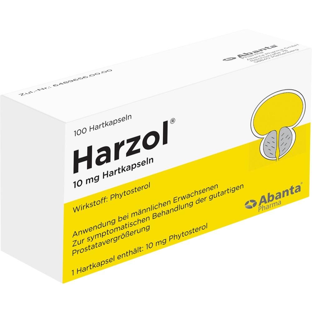 Die Verpackung zeigt Harzol-Kapseln, die zur Behandlung der Prostatavergrößerung dienen.