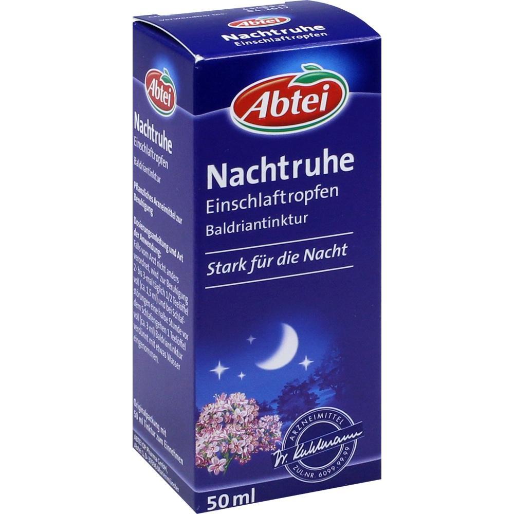 Blaue Verpackung von Schlafmittel mit Mond und Sternen.