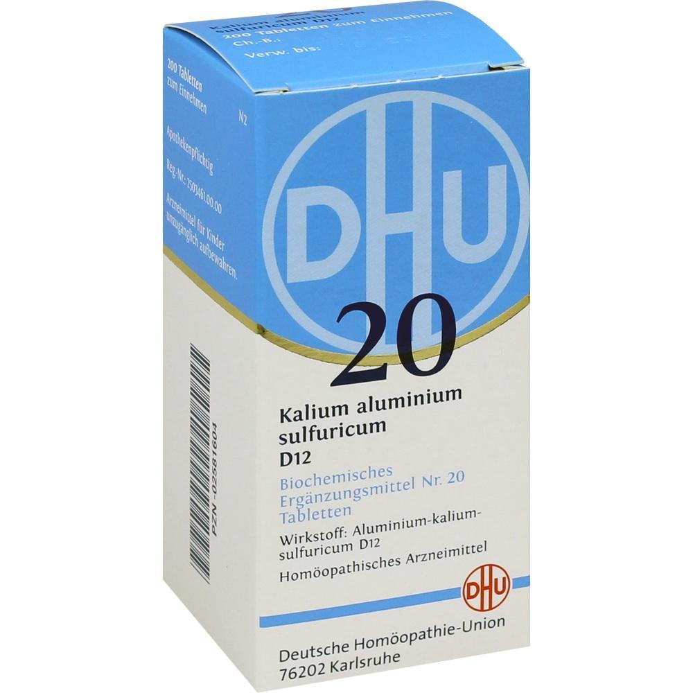 Eine blaue und weiße Medikamentenpackung mit der Aufschrift "DHU 20".
