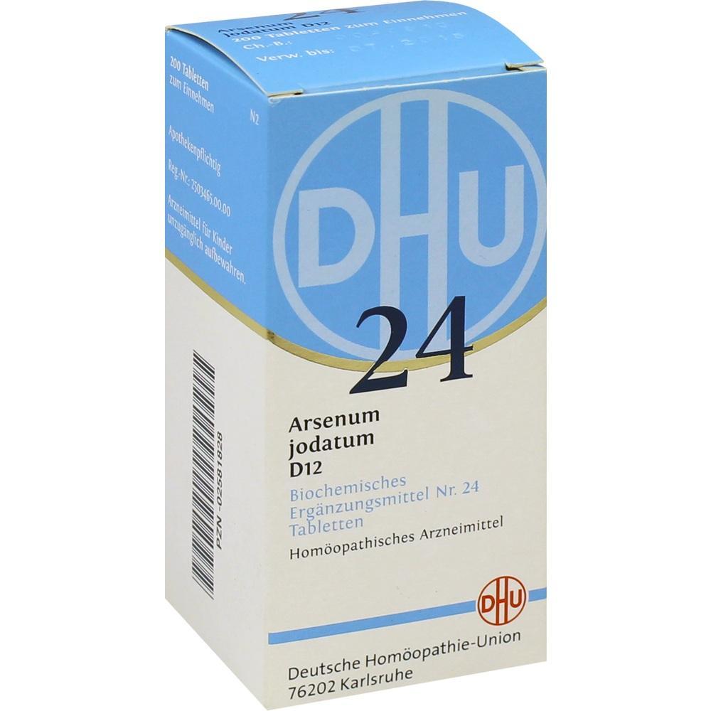 Eine Packung homöopathischer Tabletten mit der Aufschrift "Arsenum jodatum D12".