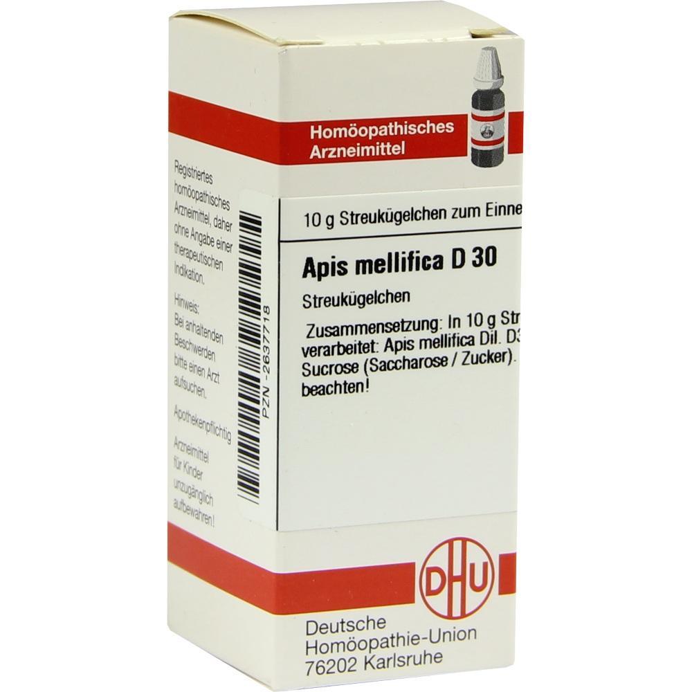 Verpackung von homöopathischen Streukügelchen "Apis mellifica D 30".