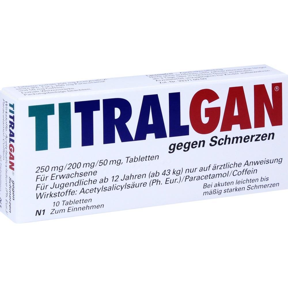 Eine Packung Titralgan-Tabletten gegen Schmerzen.