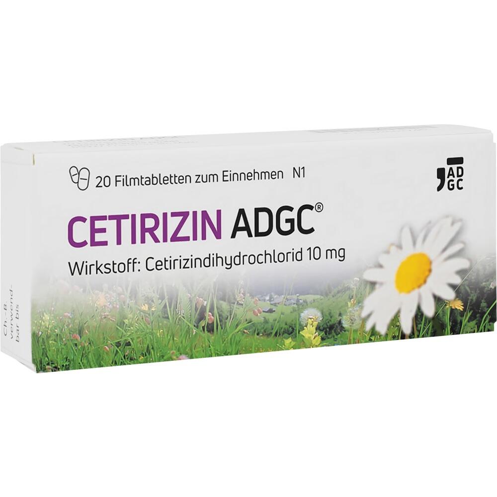 Verpackung von Cetirizin-Tabletten mit einer Gänseblümchen-Abbildung.
